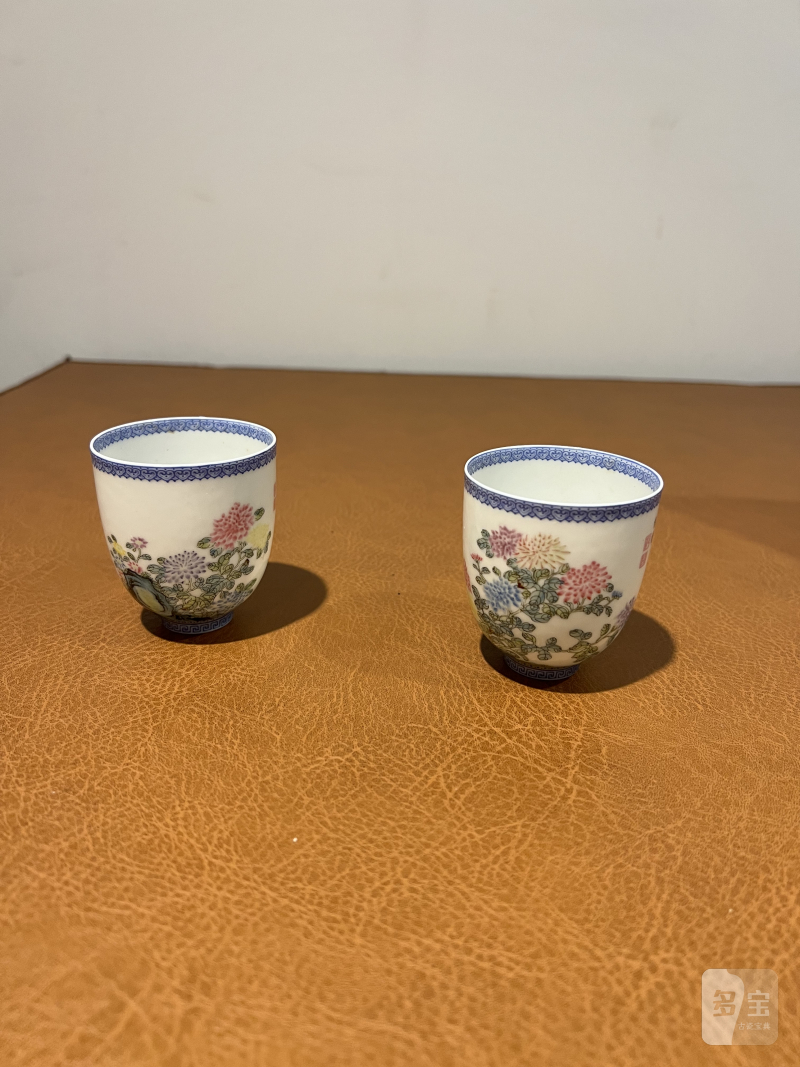 民国 珐琅彩花卉纹杯（一对） - 图2